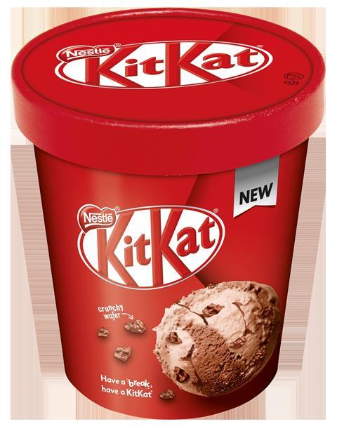 A red 480ml tub of KitKat ice cream