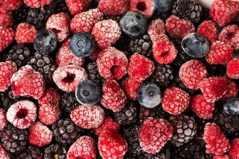 Frozen raspberries, blueberries and blackberries