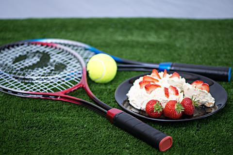 Tennis rackets with strawberries and cream