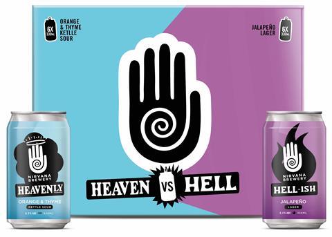 NIRVANA BREWERY-HEAVENLY & HELLISH BEERS-BOTH CANS WITH CASE