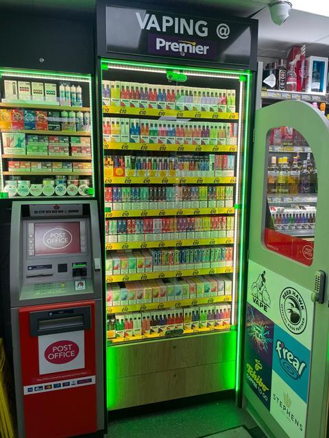 e-cigs display in store with LED lights
