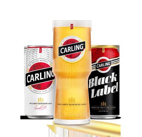 Carling new VBI - pint glass and can (+ Carling Black Label)