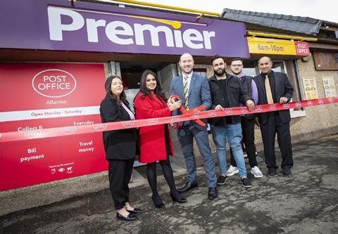 Offical opening of Allanton PO with Anum Qaisir MP Neil Gray MSP and Postmaster Omar Nasir Low Res