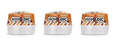 NOMADIC-CHOC ORANGE YOGURT & OAT CLUSTERS-PACK SHOT-LOWER RES-THREE POTS